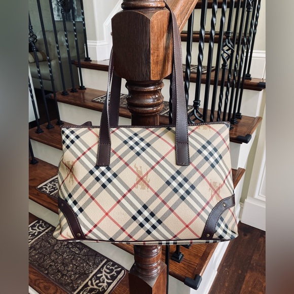 Burberry Haymarket Check Studded Tote - Picture 4 of 16